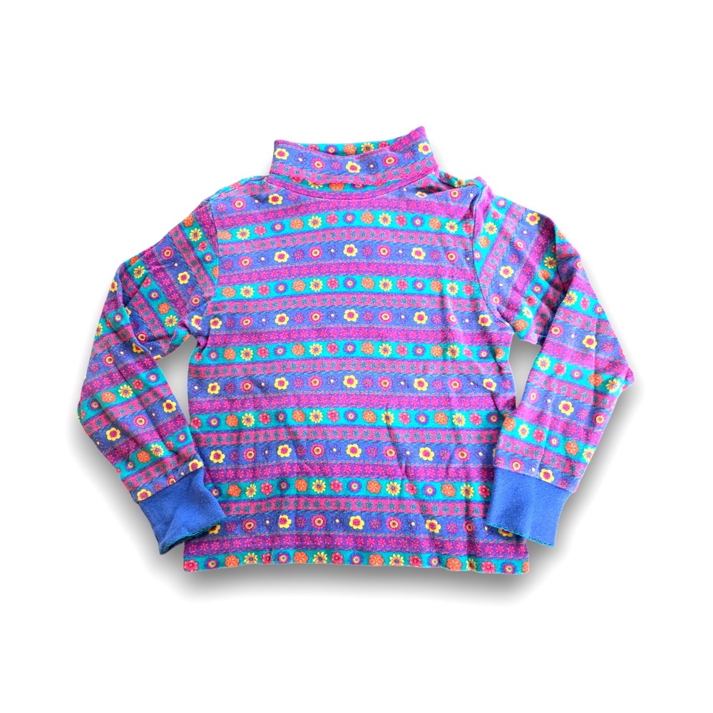 Vintage Gymboree Rainbow Tag 90s Turtleneck Sweater Shirt Purple Girls Large